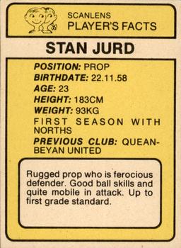 1981 Scanlens #134 Stan Jurd Back